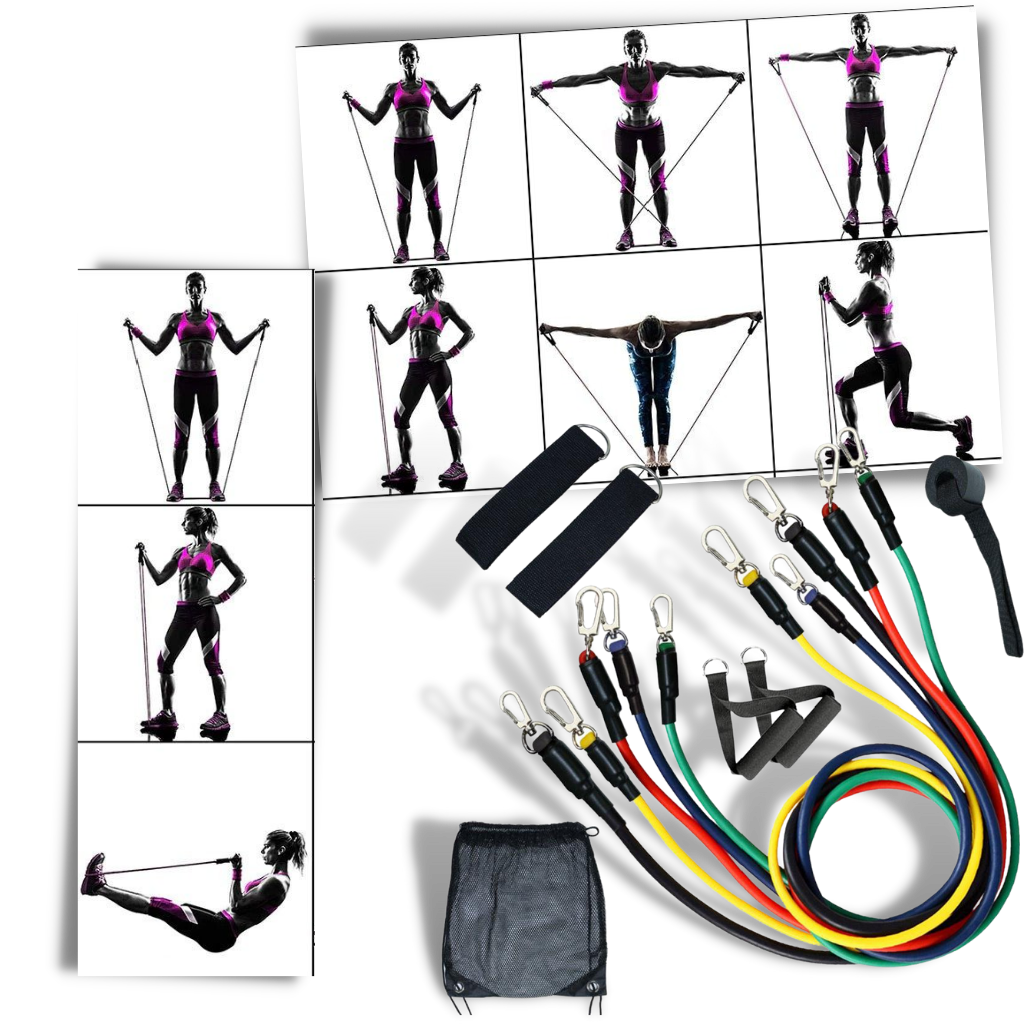 Complete Exercise Resistance Bands Set (11 Pcs) - Complete Set - Ozerty