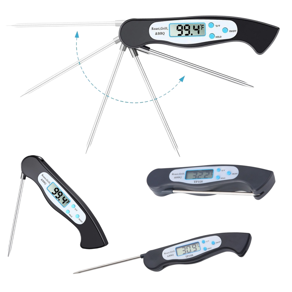 Thermomètre alimentaire numérique pliable à lecture instantanée - ANGLE DE LA SONDE RÉGLABLE - Ozerty