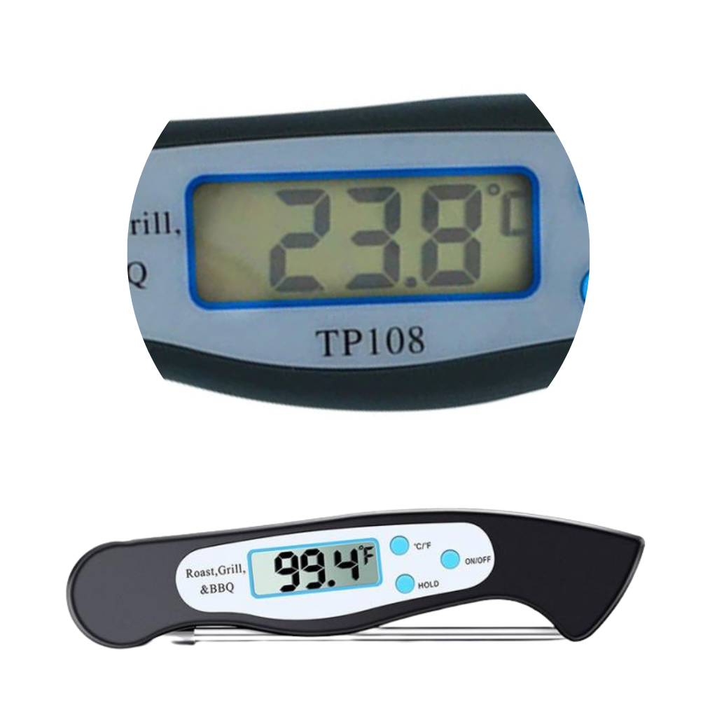 Thermomètre alimentaire numérique pliable à lecture instantanée - GRAND ÉCRAN LCD - Ozerty