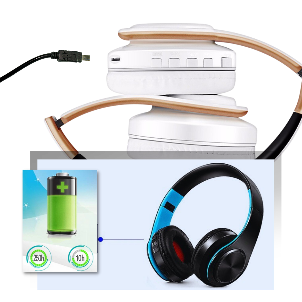 Foldable bluetooth headphones - Rechargeable battery - Ozerty