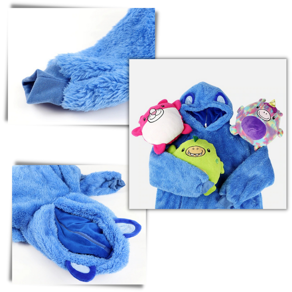 Peluche à capuche pliable 2 en 1 - Matières chaudes et confortables - Ozerty