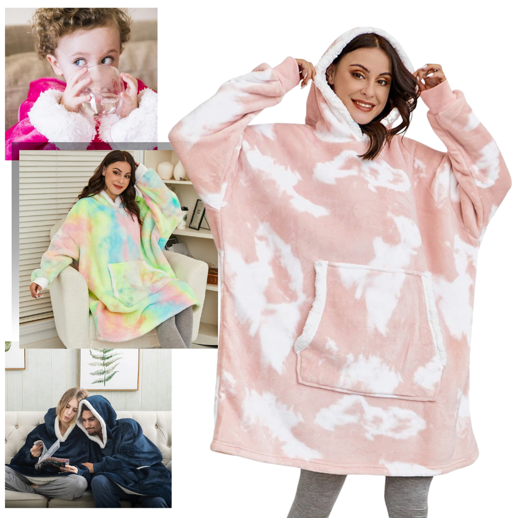 The Giant Blanket Hoodie, Soft and Fluffy, Handy Pocket, One Size - Ozerty