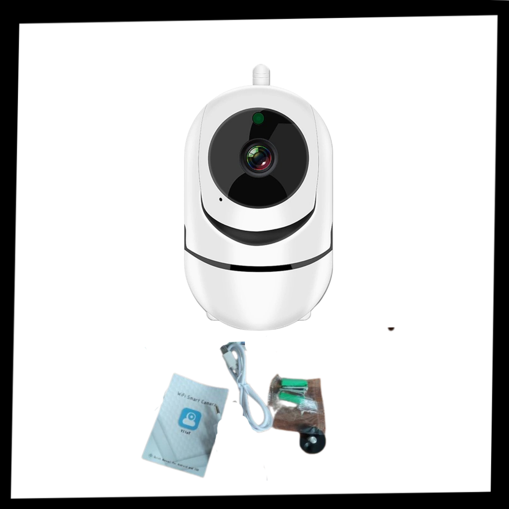 Caméra de sécurité sans fil HD avec détection du son et des mouvements - Contenu du produit - Ozerty
