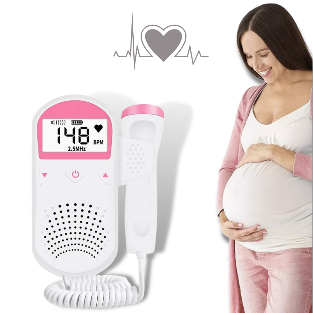 Baby Heatbeat Monitor - LCD Display - High Sensitivity Probe - Portable  - 