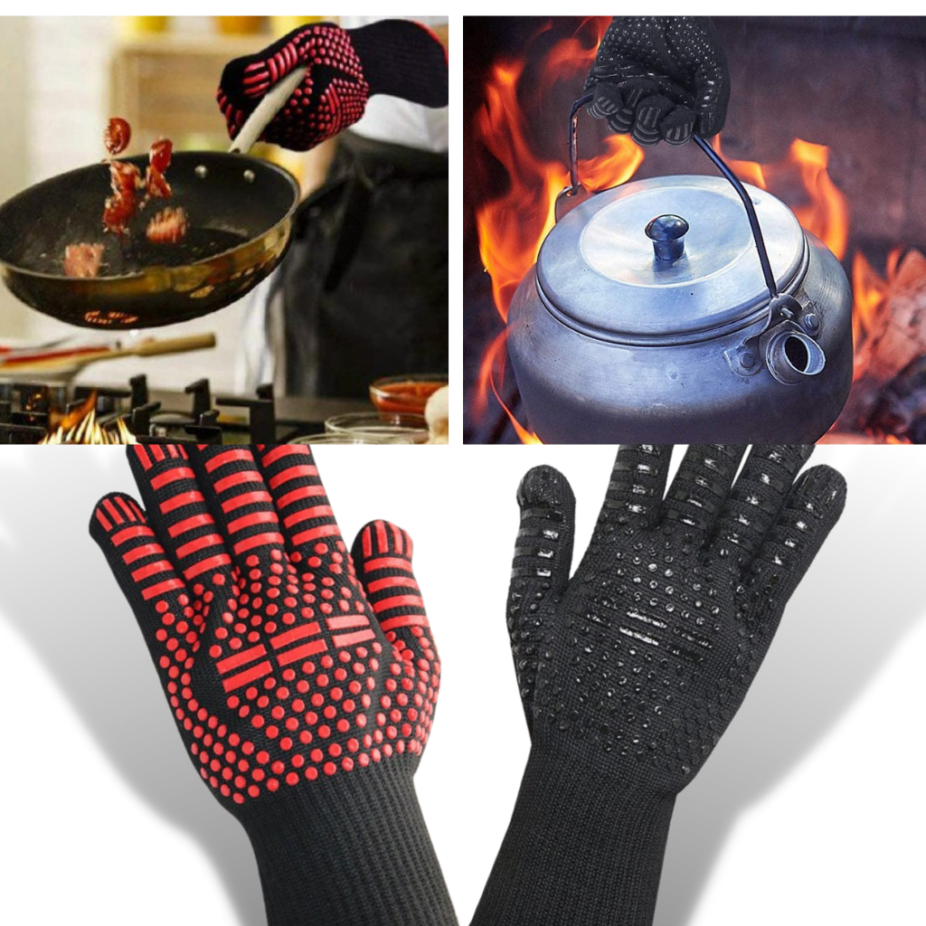 Heat resistant BBQ gloves (1 pair) - Flexible and Comfortable  - Ozerty