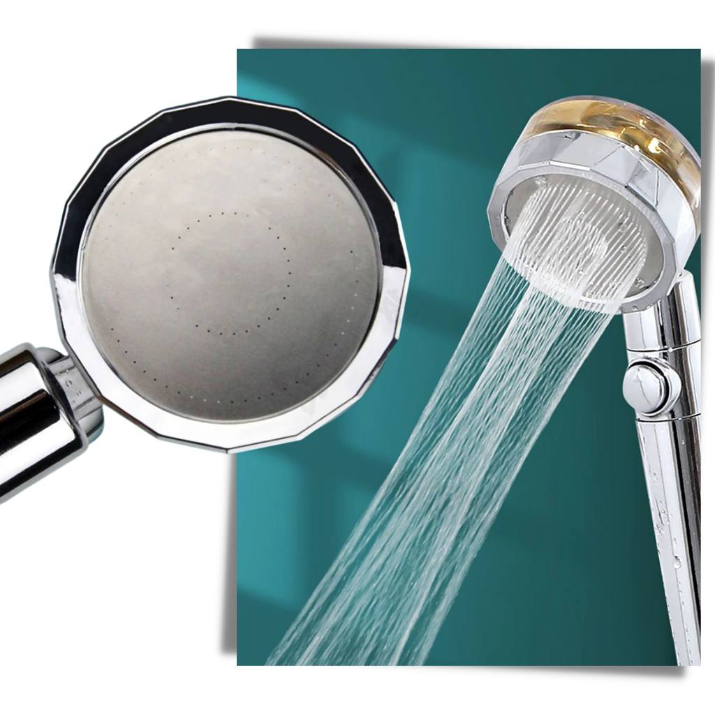 Pommeau de douche à haute pression avec hélice rotative - Pommeau de douche à effet pluie - Ozerty