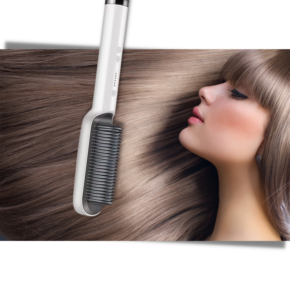 Piastra per capelli elettrica a spazzola in ceramica - Protezione sicura - Ozerty