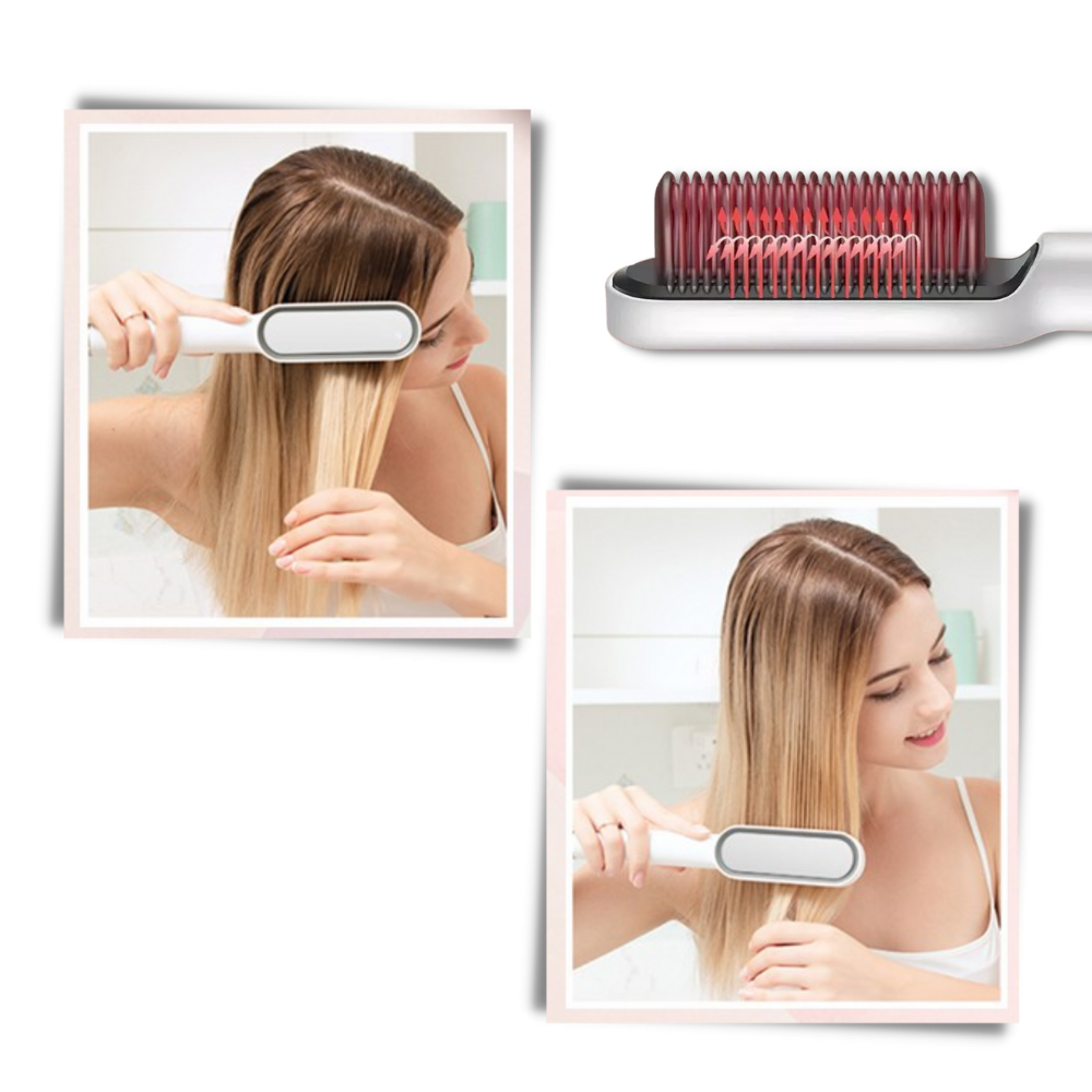 Electric Ceramic Brush Hair Straightener - Intelligent Temperature Control -