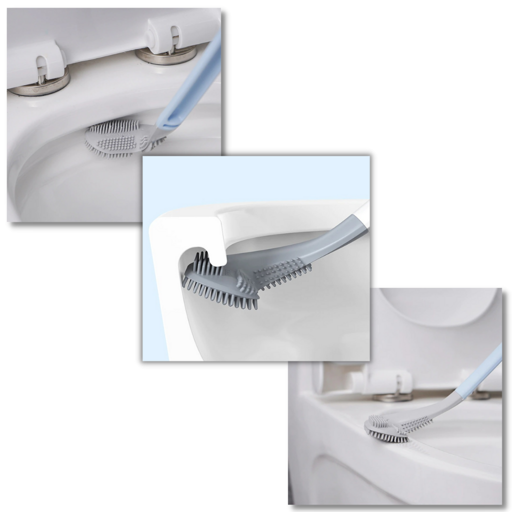 Toalettborste med långt handtag och väggmonterad bas - Flera användningsområden - Ozerty