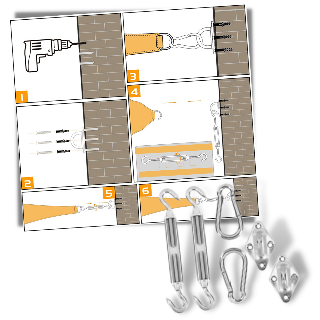 M5 Shade Sail Hardware Kit - Easy Installation - Ozerty