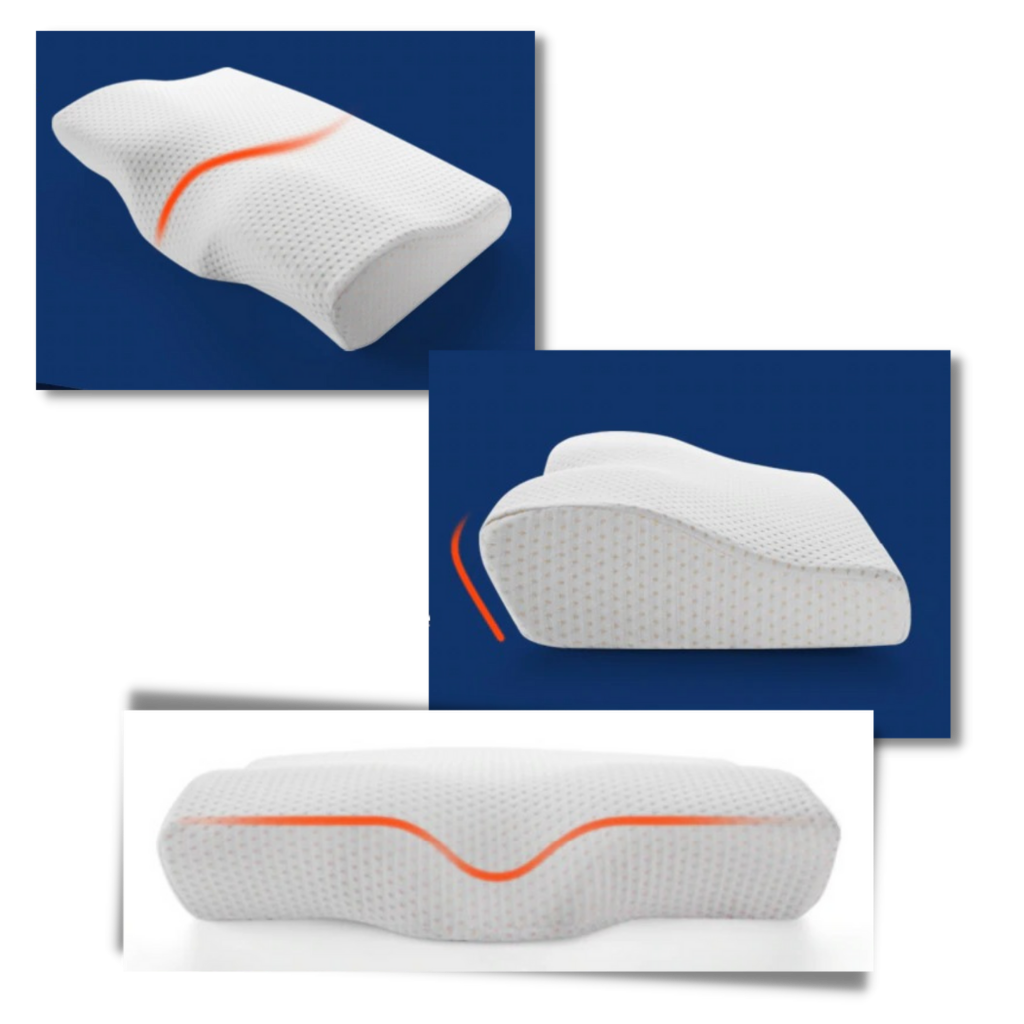 Oreiller de soutien des cervicales en mousse à mémoire de forme - Trois courbes possibles, adaptées à votre position de sommeil - Ozerty