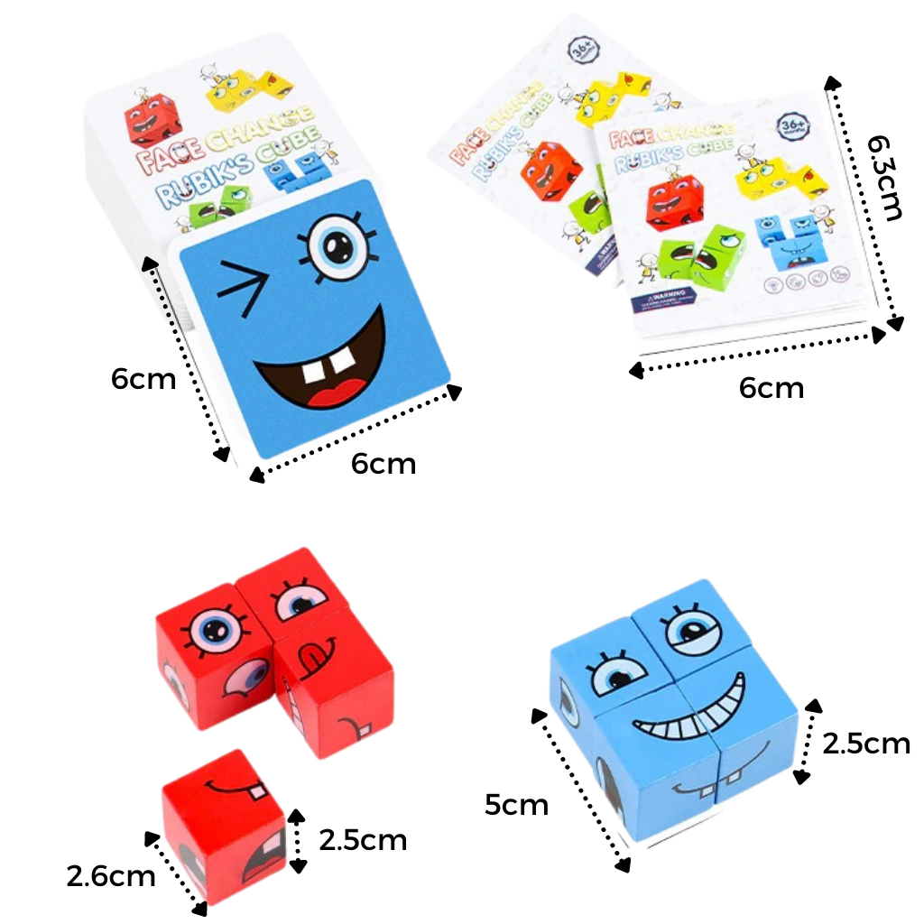 Montessori Magic Cube Emoji Game - Dimensions - Ozerty
