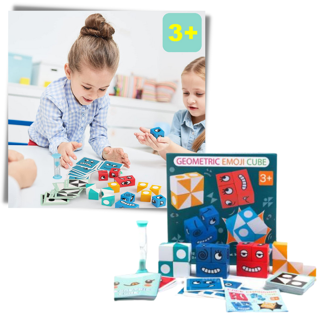 Montessori magisk terning med emoji-spil - Pædagogisk legetøj - Ozerty