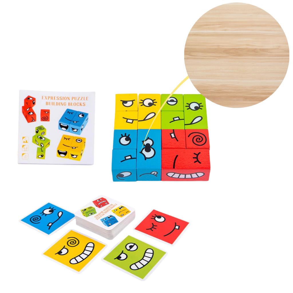 Montessori Magisk Kub Emoji-spel - Säkra material  - Ozerty