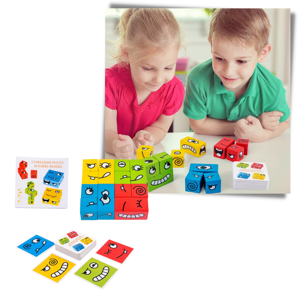 Gioco di emoji del cubo magico Montessori - Gioco sociale - Ozerty