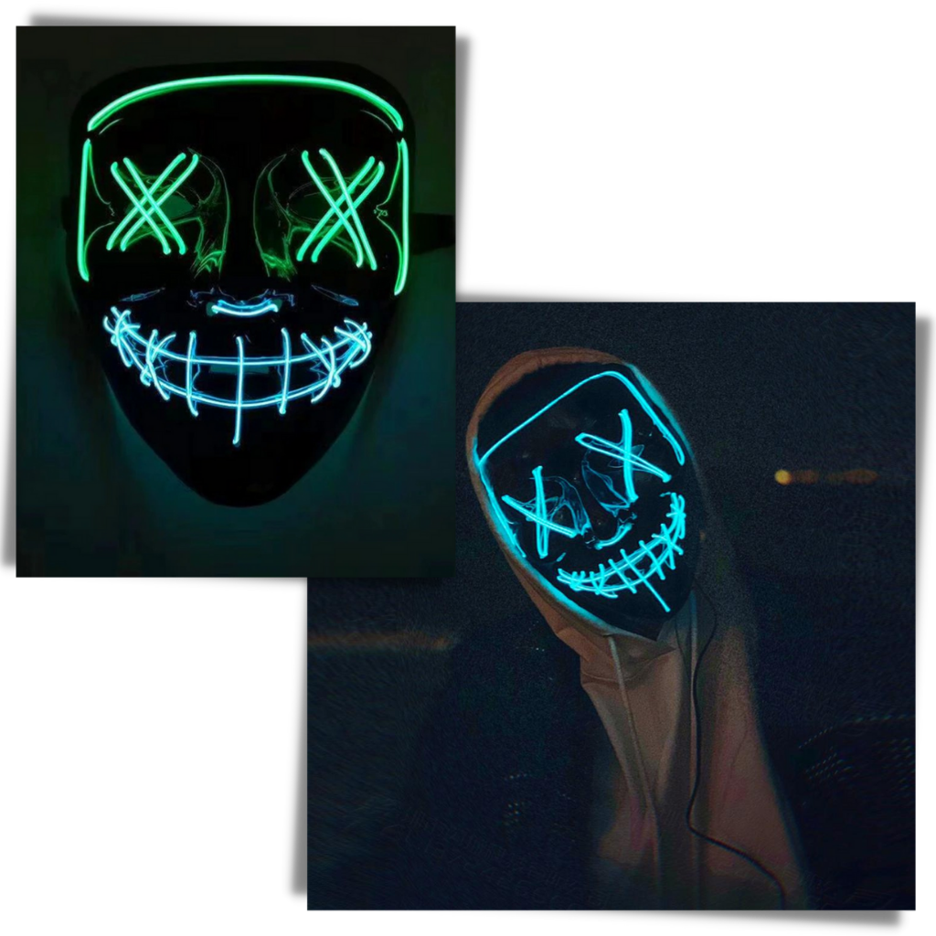 Neon LED maske  - EL maske med kaldt lys  - Ozerty