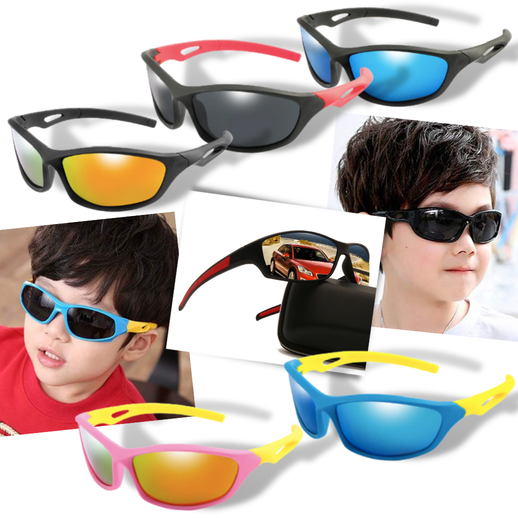 Polariserade sportsolglasögon för barn gummibrillor för flickor pojkar barn - Ozerty