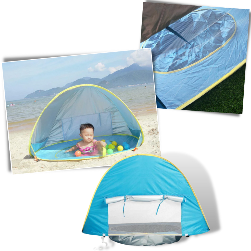 Bärbart strandtält för barn med minipool - Luftig och sval - Ozerty