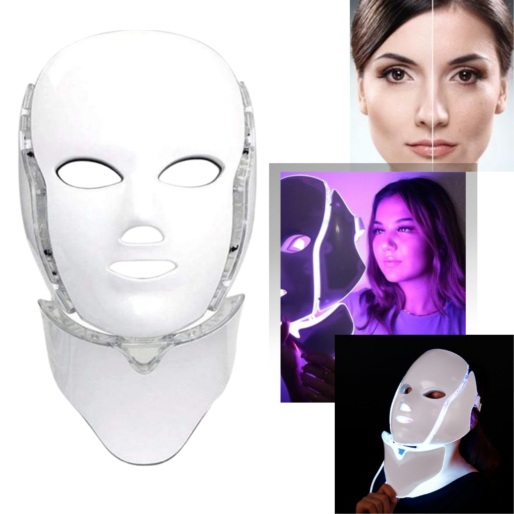 Maschera di terapia della luce LED - 7 colori diversi - 9 livelli di intensità - Uso sicuro - Ozerty