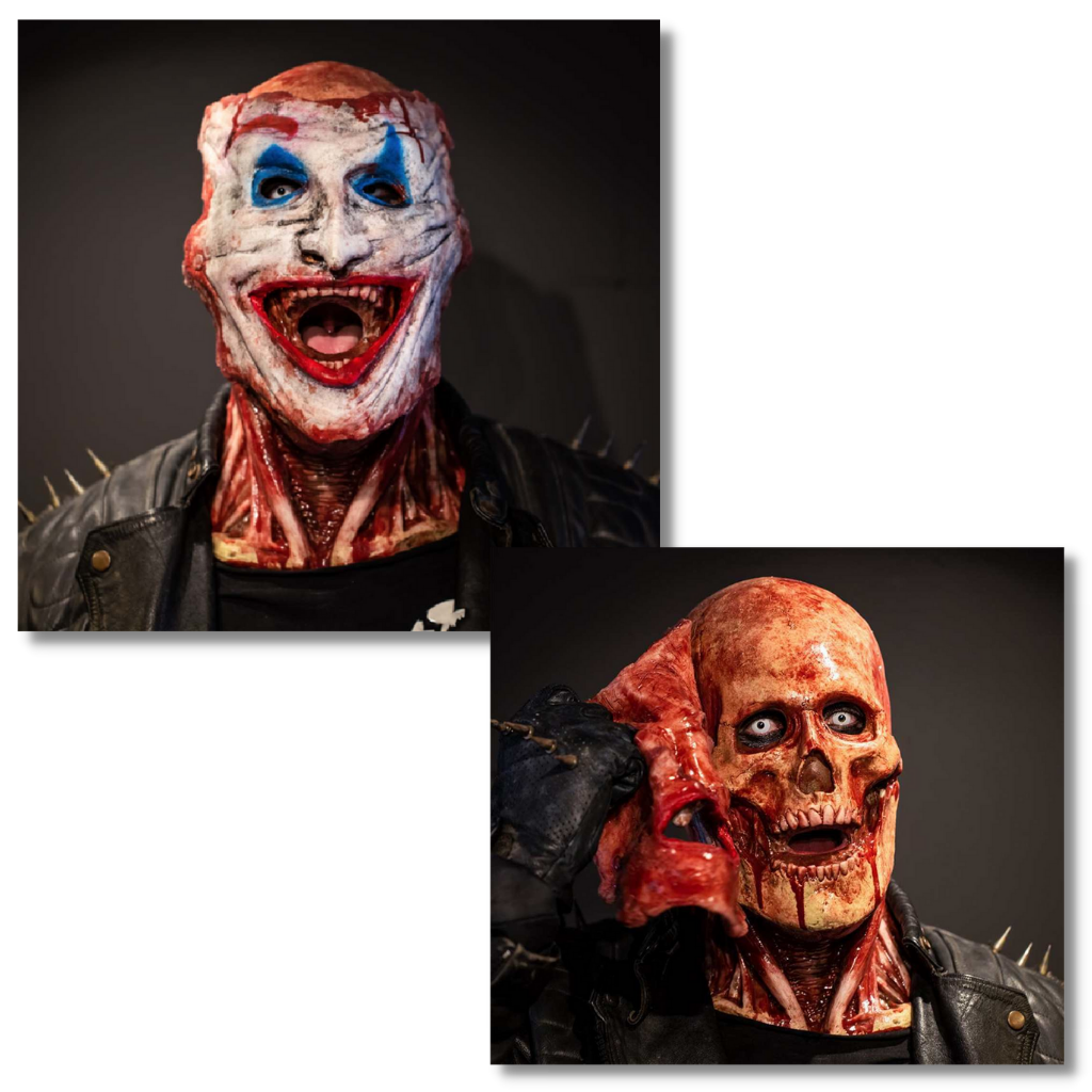 Double masque d'horreur réaliste d'Halloween - Masque d'horreur biochimique - Ozerty