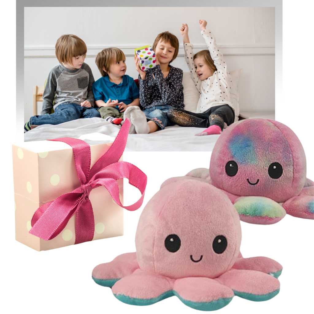 Reversible Mini Octopus Plush toy - GREAT GIFT FOR KIDS AND ADULTS - Ozerty