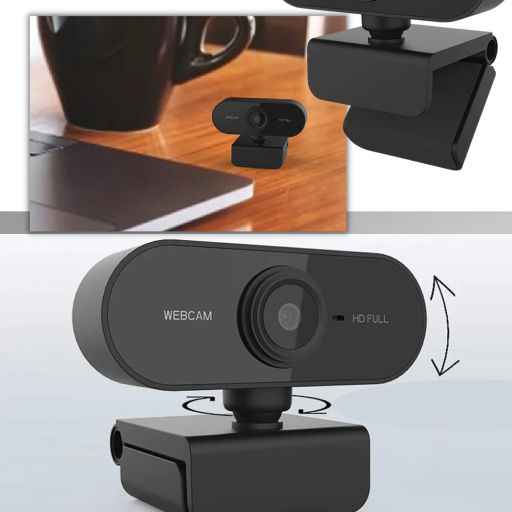 Rotating 1080p HD USB Webcam with Microphone - ADJUSTABLE ANGLE - Ozerty