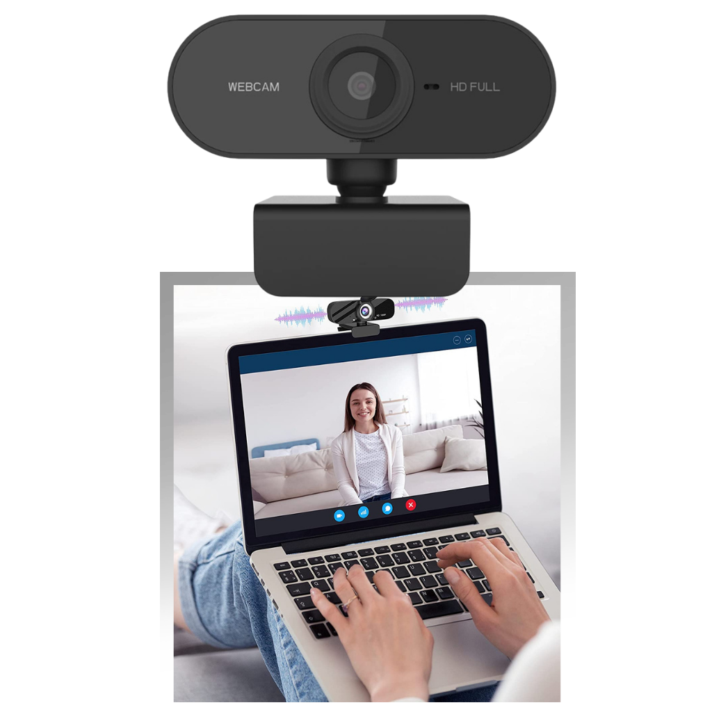 Rotating 1080p HD USB Webcam with Microphone - NOISE REDUCTION - Ozerty
