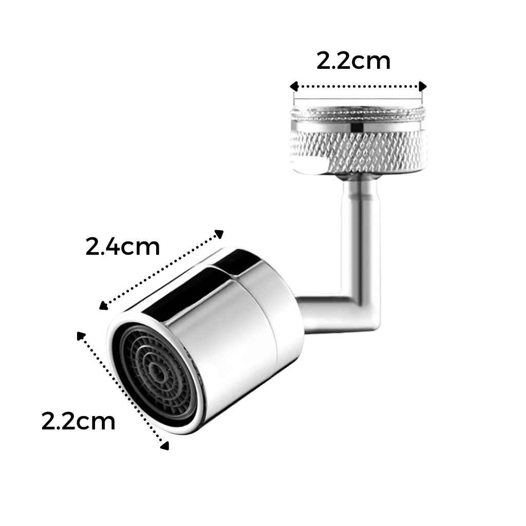 Rotating anti splash 360° swivel faucet nozzle - Dimensions - Ozerty