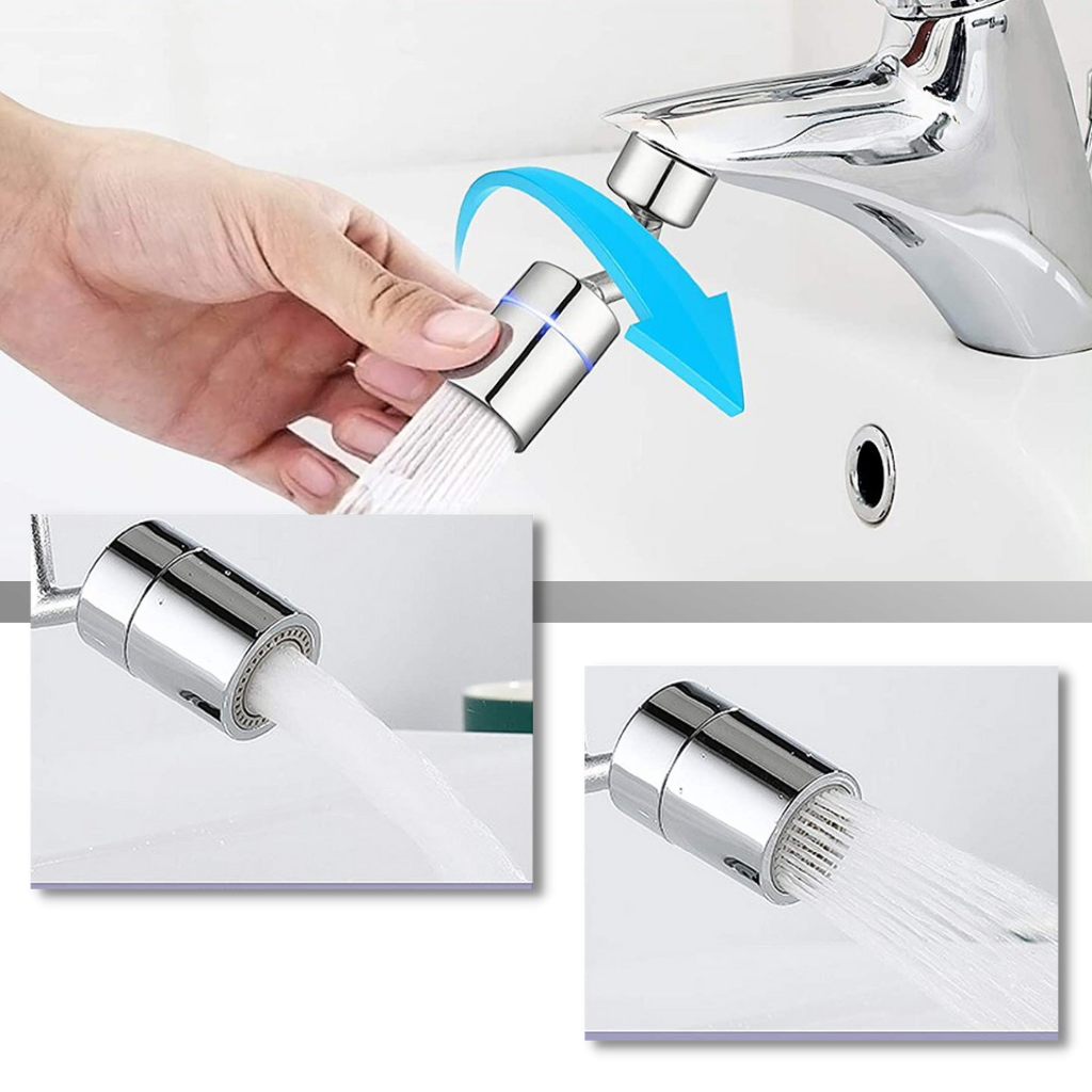 Buse de robinet rotative anti-éclaboussures orientable à 360° - Mode double sortie d'eau - Ozerty