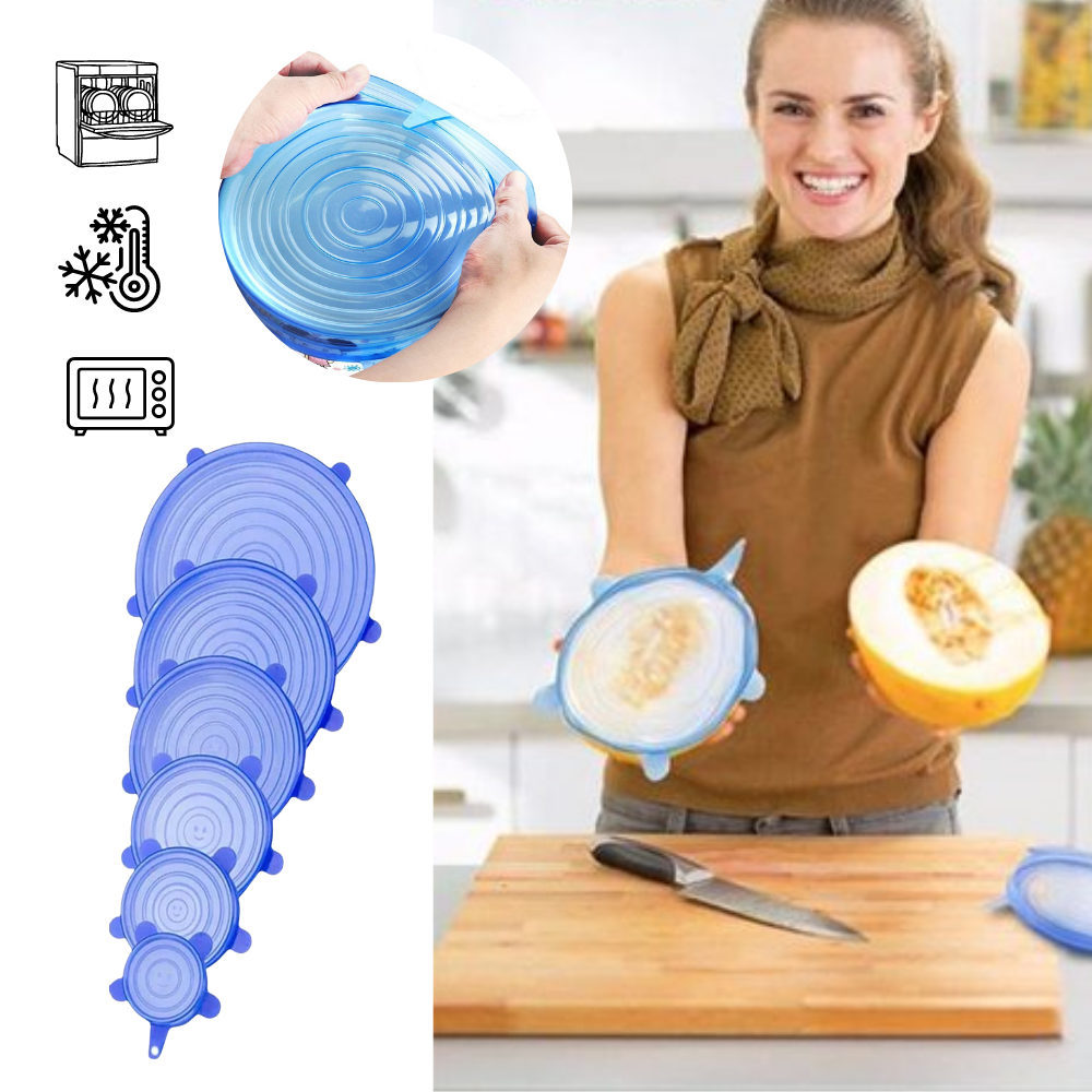 Coperchi elasticizzati in silicone - Coperchio universale - Lavabili in lavastoviglie e microonde - Ozerty