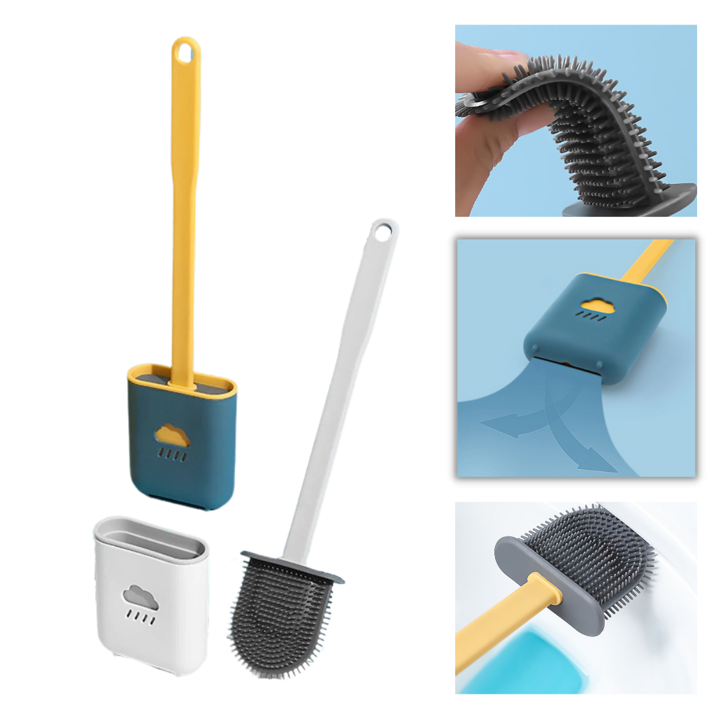 Silicone Toilet Brush - Ergonomic Handle - Soft TPR Bristles - Germ-free - Ozerty