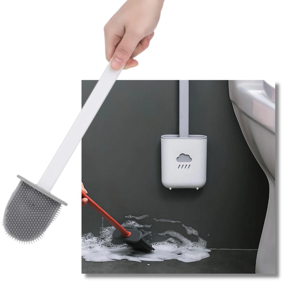 Scopino per WC in silicone - Impugnatura ergonomica e ispessita - Ozerty