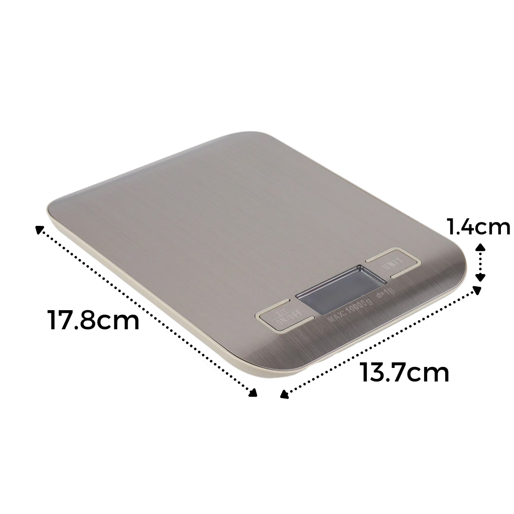 Stainless Steel LCD Digital Kitchen Scale - Dimensions - Ozerty