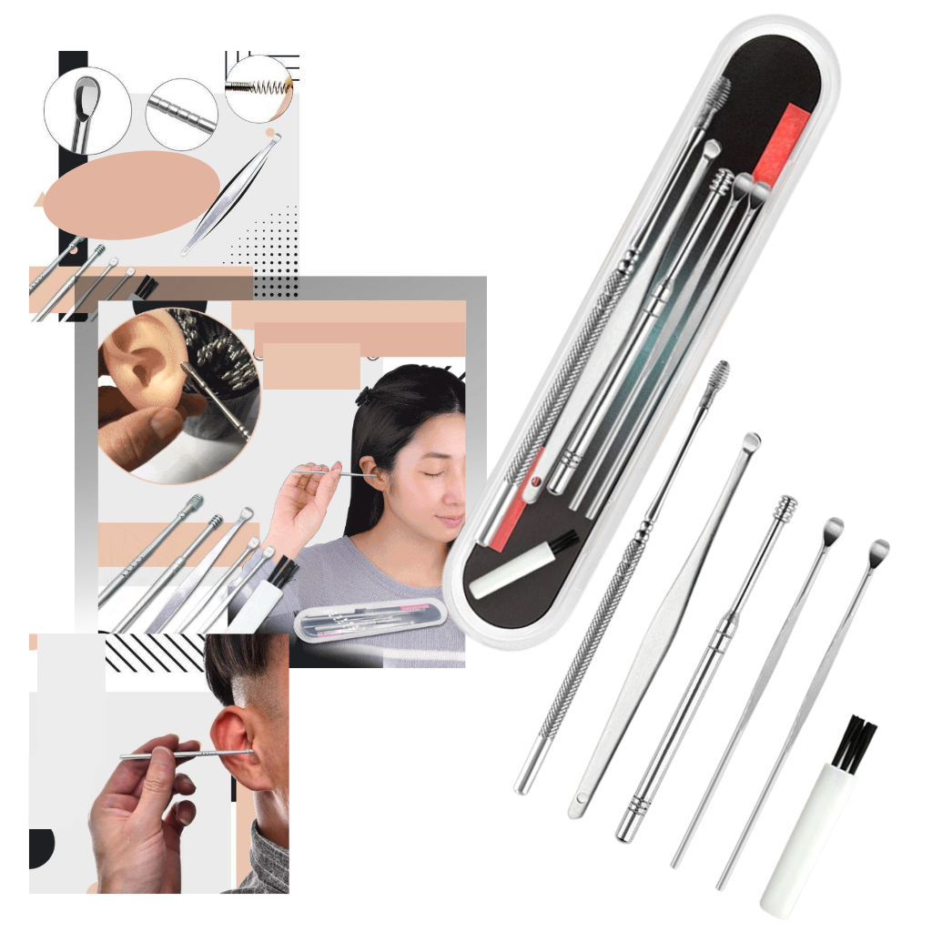 Set d'outils en acier inoxydable pour le nettoyage des oreilles - Ozerty