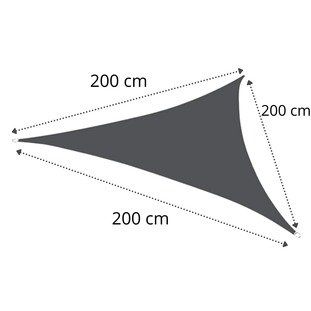 Vattenresistent triangel solskydd segel - Dimensions - Ozerty