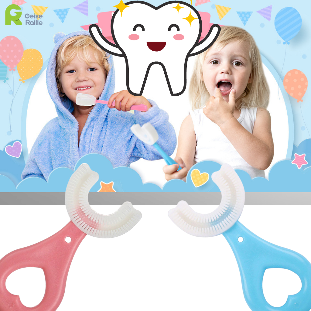 Brosse à dents en forme de U pour enfants (paquet de 2) - Sûr et fiable - Ozerty