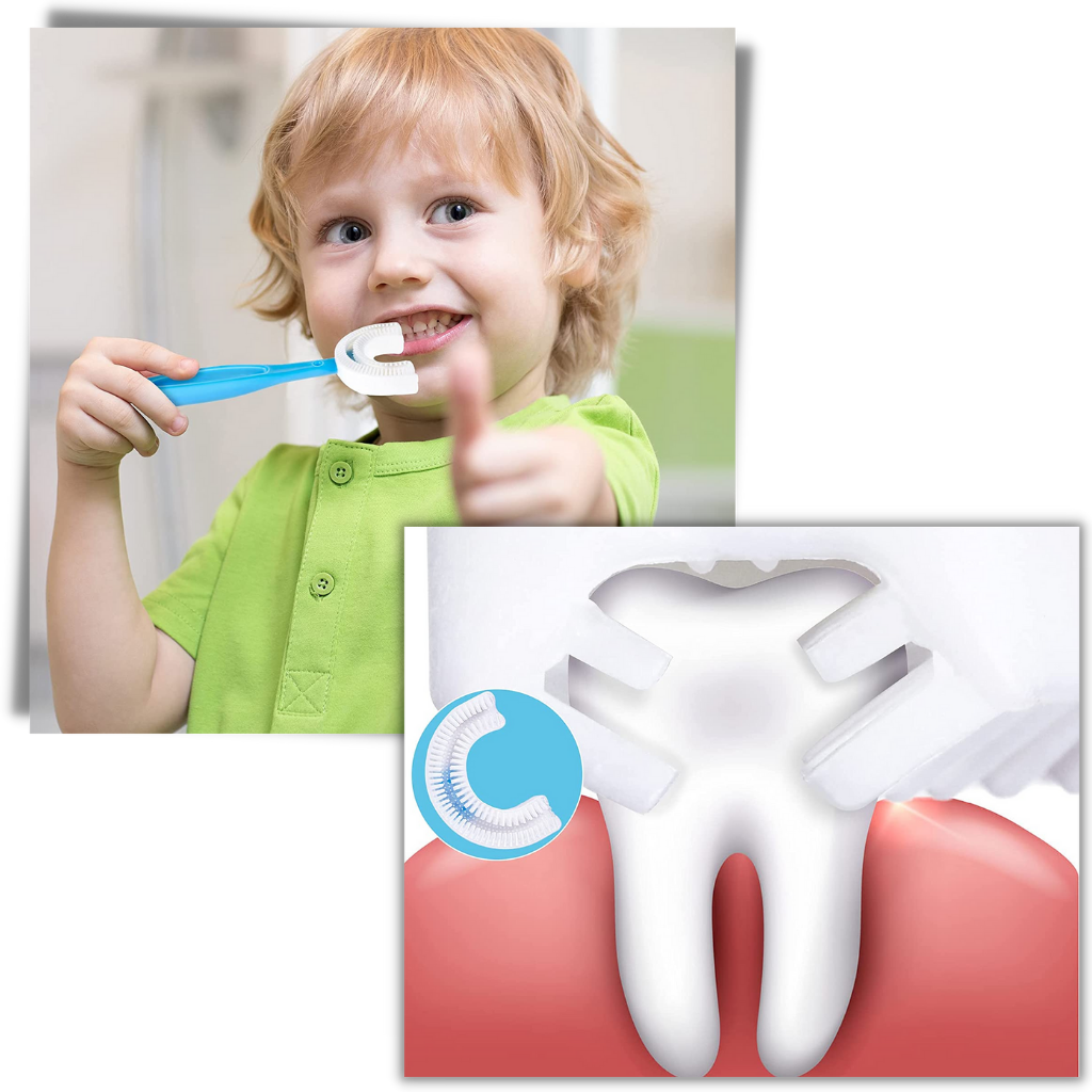 U-formad tandborste för barn (2 st.) - U-format borsthuvud - Ozerty
