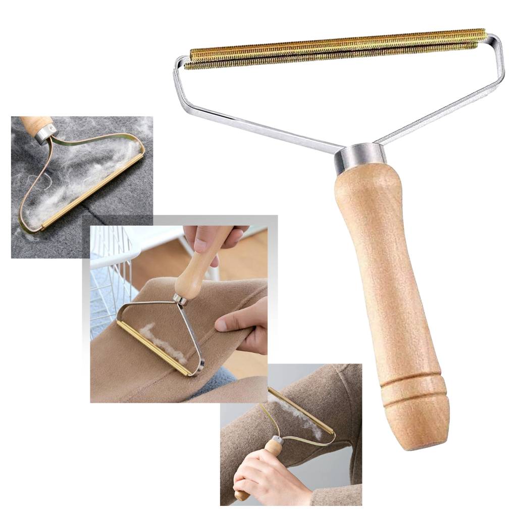 Wooden pet hair remover | Portable Fuzz Razor Remover with detachable blades - Ozerty