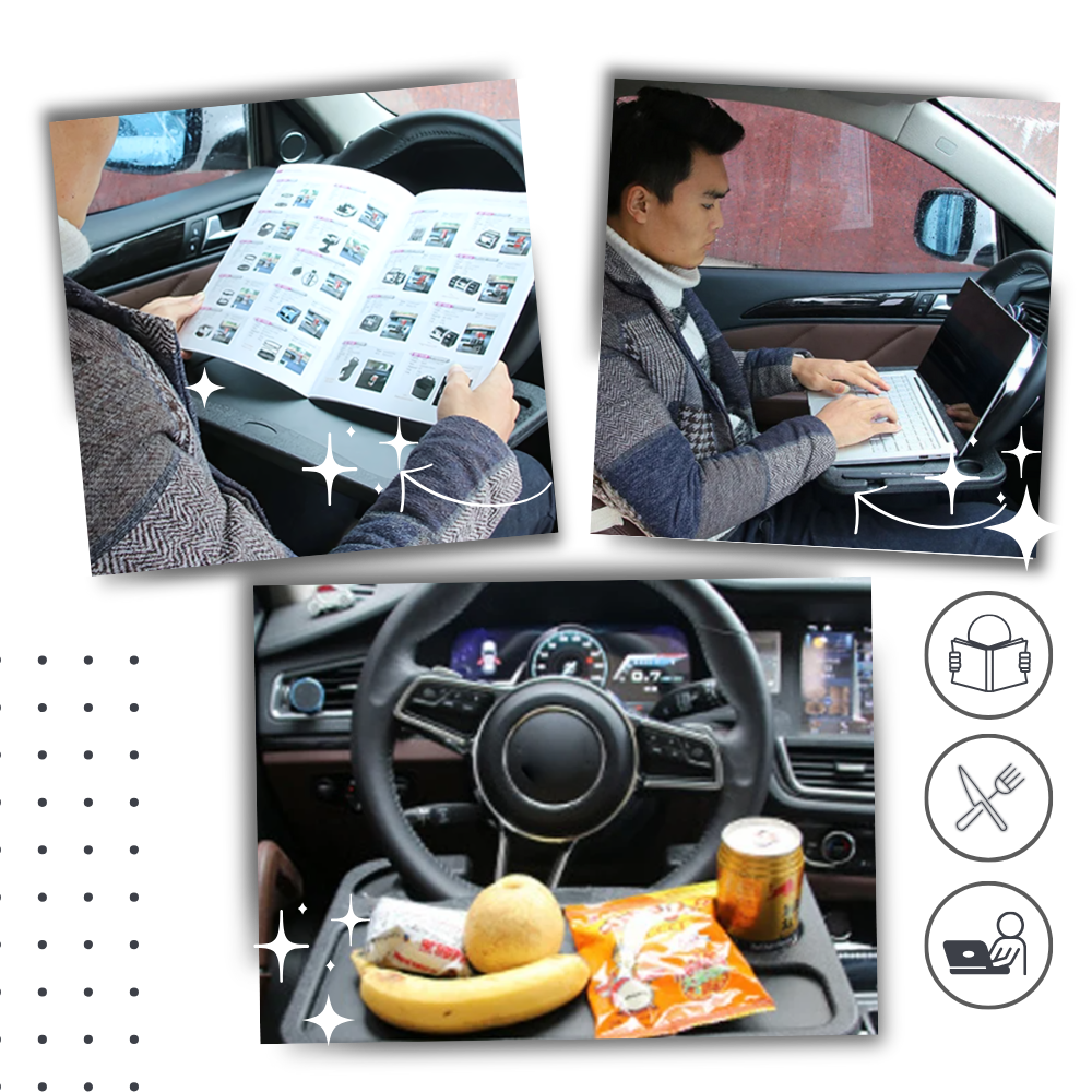 Table d'appoint de volant de voiture
 - Maximise l'espace fonctionnel du véhicule
 - Ozerty