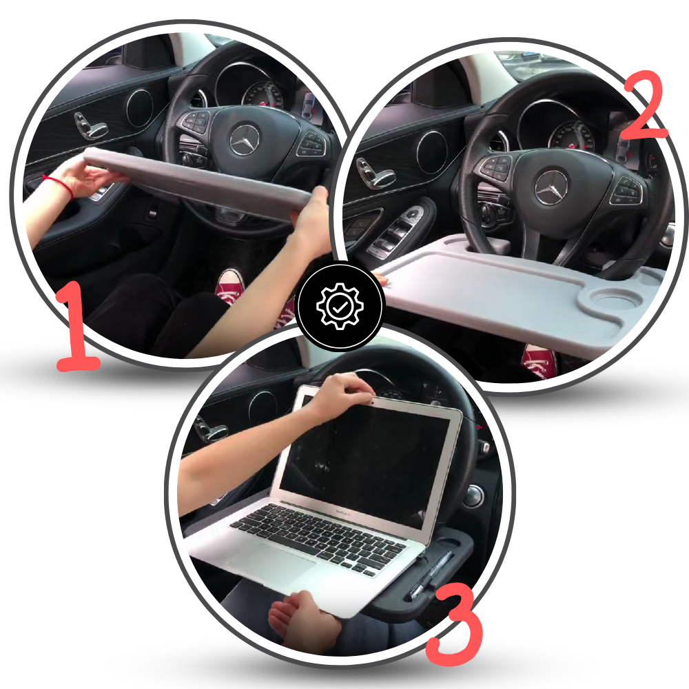 Adaptable Steering Wheel Desk - Seamless Installation  - Ozerty