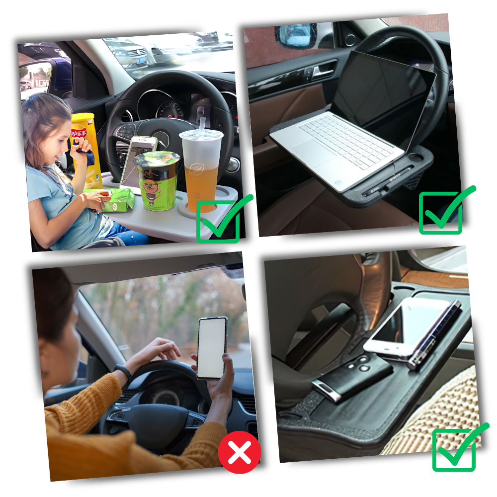 Adaptable Steering Wheel Desk - Multifunctional Utility - Ozerty