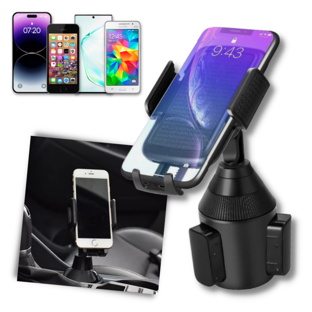 Adjustable Cell Phone Cup Holder Mount  - Universal Compatibility  - Ozerty