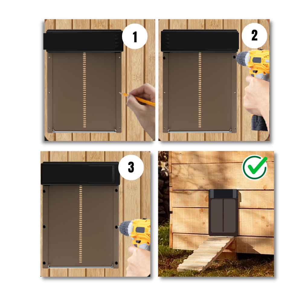 Automatisk dörr för hönshus - Enkel och mångsidig installation - Ozerty