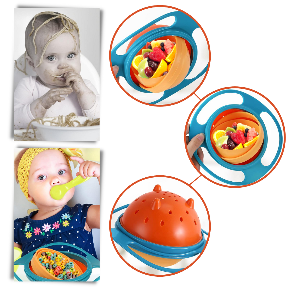 Baby universell gyro-skål - Gyroskopisk magi för ätande utan spill - Ozerty