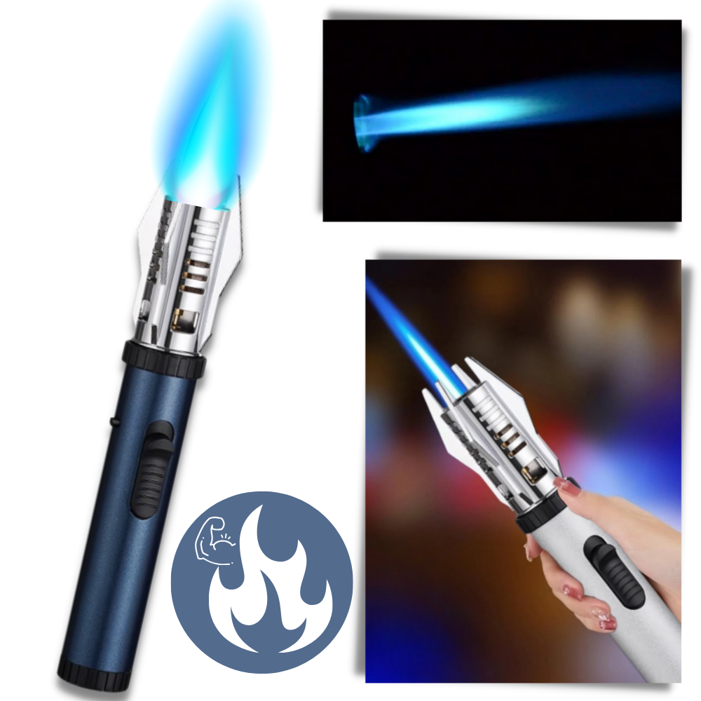 Vindtæt lighter med blå flamme

 - Den blå flammes fordel

 - Ozerty