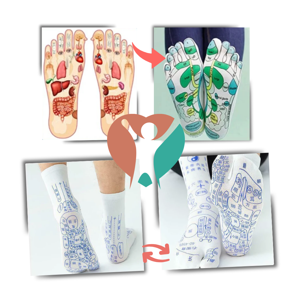 Circulation Boost Reflexology Socks  - Visual Guide to Wellness - Ozerty