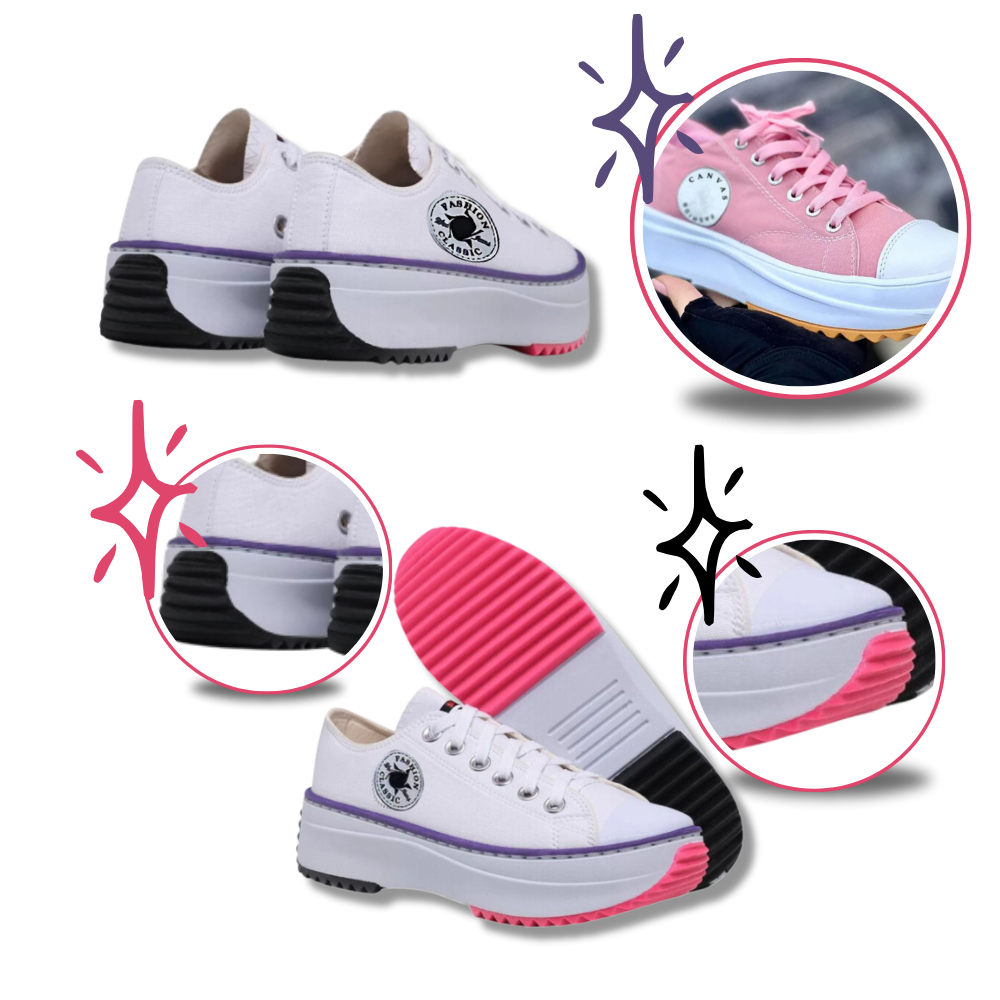 Comfortably Elevated Slip-Free Canvas Sneaker - Chic and Comfortable - Ozerty