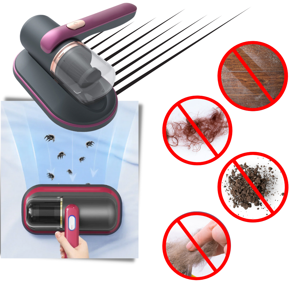Ledningsfri støvsuger til støvmider
 - Højhastighedsrulle og vibrerende pude til ultimativ rengøring
 - Ozerty