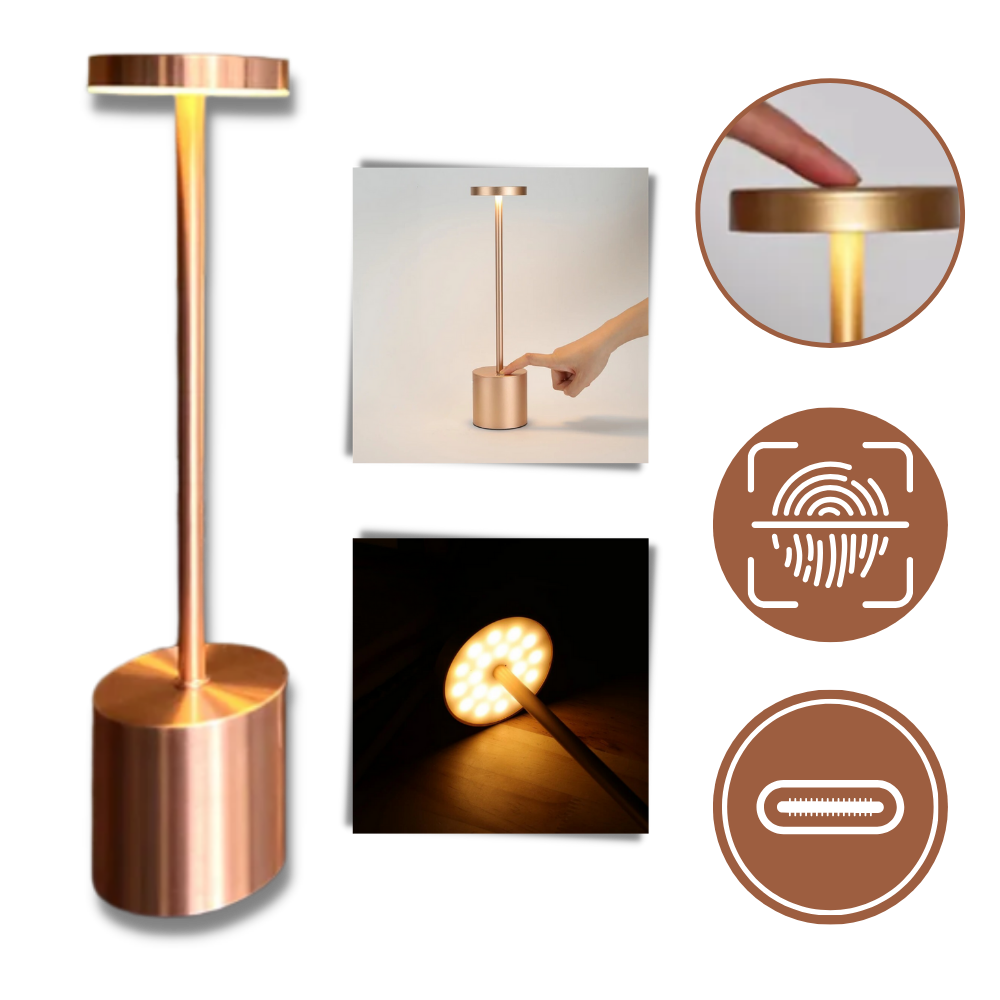 Batteridrevet genopladelig bordlampe
 - Berøringsfølsom kontakt og type C-grænseflade
 - Ozerty