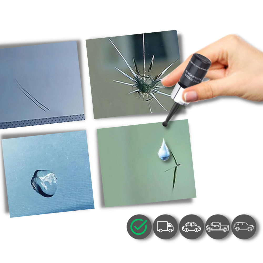 Kit fluide de réparation de vitres fissurées - Une solution polyvalente pour chaque voiture - Ozerty